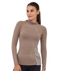 Bluza damska z kapturem Brubeck FITNESS. Brązowe bluzy damskie Brubeck, m, bez wzorów, z materiału, eleganckie, bez ramiączek, z kapturem. Za 79.99 zł.
