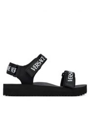 Versace Jeans Couture Sandały 80VA3SX4 ZS630 Czarny. Czarne sandały damskie Versace Jeans Couture, bez wzorów, z jeansu, bez obcasa, na płaskiej podeszwie, bez zapięcia. Za 412.99 zł.