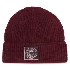 Czapka Guess. Czerwone czapki męskie Guess, na zimę, z aplikacjami. Za 249.99 zł.