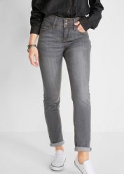 Dżinsy Slim Fit, high-waist, SLIM, komfort-stretch. Szare jeansy damskie bonprix, bez wzorów, z jeansu, z podwyższonym stanem. Za 97.99 zł.