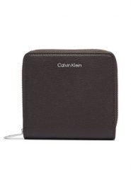 Calvin Klein Portfel Foil Logo Medium Zip Around LV04F1120G Brązowy ciemny. Brązowe portfele męskie Calvin Klein, bez wzorów, ze skóry. Za 249.99 zł.