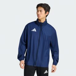 Bluza Entrada26 Multi. Niebieskie bluzy męskie Adidas, bez wzorów, z poliesteru, sportowe, bez ramiączek, z kapturem. Za 121.99 zł.