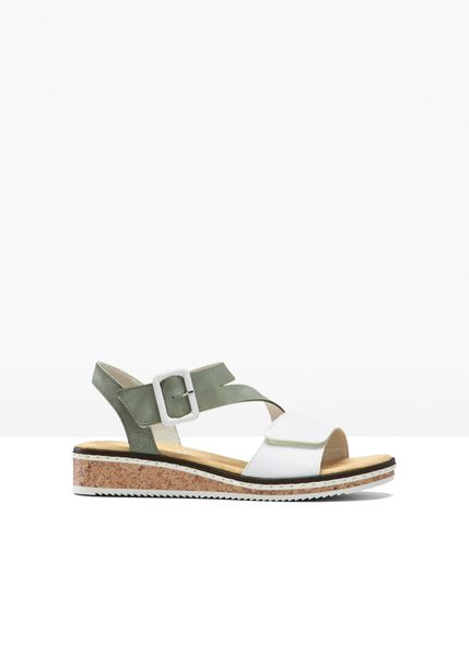 Sandały Rieker. Zielone sandały damskie bonprix, bez wzorów, bez obcasa, bez zapięcia. Za 219.99 zł.