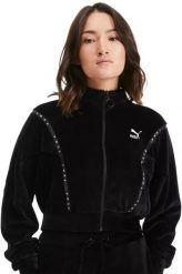 Bluza damska PUMA Cropped Velour. Bluzy damskie Puma, z aplikacjami, z dresówki, eleganckie, bez ramiączek, bez kaptura. Za 192.68 zł.