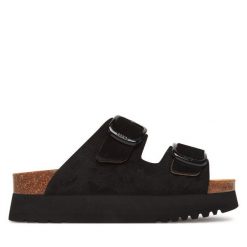 Klapki Scholl. Czarne klapki damskie Scholl, bez wzorów, bez obcasa, bez zapięcia. Za 927.99 zł.