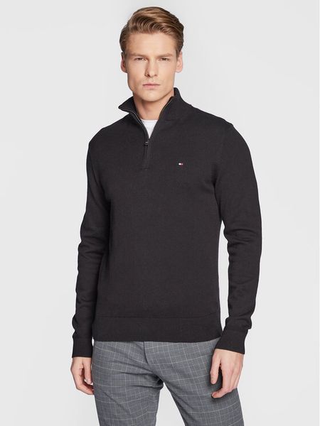 Tommy Hilfiger Sweter Pima MW0MW28049 Czarny Regular Fit. Czarne swetry męskie Tommy Hilfiger, m, bez wzorów, z bawełny, bez kołnierzyka, bez ramiączek. Za 339.99 zł.