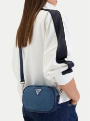 Guess Jeans Torebka CWBEO-GUESS-B-012-09 Granatowy. Niebieskie listonoszki damskie Guess Jeans, z aplikacjami, z jeansu, bez dodatków. Za 199.99 zł.