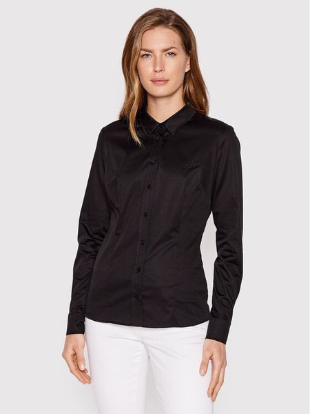 Guess Koszula W2YH41 WAF10 Czarny Slim Fit. Czarne koszule damskie Guess, xl, z aplikacjami, z bawełny, biznesowe, bez kołnierzyka, bez ramiączek. Za 269.99 zł.