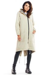 Beżowa Ciepła Bluza Typu Parka. Brązowe bluzy damskie Infinite You, l, bez wzorów, z bawełny, bez kaptura. Za 244.90 zł.