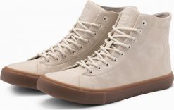 Buty męskie trampki za kostkę z gumową podeszwą kremowe V1 OM-FOTH-0187 41. Białe trampki męskie Ombre, bez wzorów, z gumy, za kostkę, bez zapięcia. Za 378.21 zł.