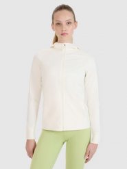 4F Bluza treningowa regular szybkoschnąca damska - biała XL. Białe bluzy damskie 4F, xl, bez wzorów, z dzianiny, sportowe, bez ramiączek, z kapturem. W wyprzedaży za 169.99 zł.