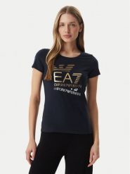 EA7 Emporio Armani T-Shirt 7W000977 AF10373 UB102 Granatowy Regular Fit. Niebieskie t-shirty damskie EA7 Emporio Armani, l, bez wzorów, z bawełny, bez kołnierzyka, bez ramiączek. Za 253.99 zł.