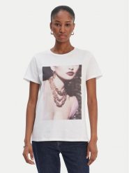 Guess T-Shirt W6RI57 K9RM1 Biały Classic Fit. Białe t-shirty damskie Guess, m, z aplikacjami, z bawełny, bez kołnierzyka, bez ramiączek. Za 149.99 zł.