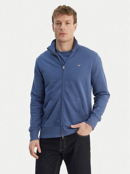 Gant Bluza Shield 2008006 Niebieski Regular Fit. Niebieskie bluzy męskie GANT, l, bez wzorów, z bawełny, bez ramiączek, bez kaptura. Za 360.99 zł.