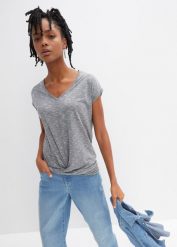 T-shirt z mieszanki wiskozy. Zielone t-shirty damskie bonprix, bez wzorów, z wiskozy, eleganckie, bez kołnierzyka, bez ramiączek. Za 64.99 zł.