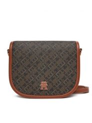 Tommy Hilfiger Torebka Th Monoplay Leather Saddle Bag AW0AW17414 Czarny. Czarne listonoszki damskie Tommy Hilfiger, bez wzorów, ze skóry, bez dodatków. Za 379.99 zł.