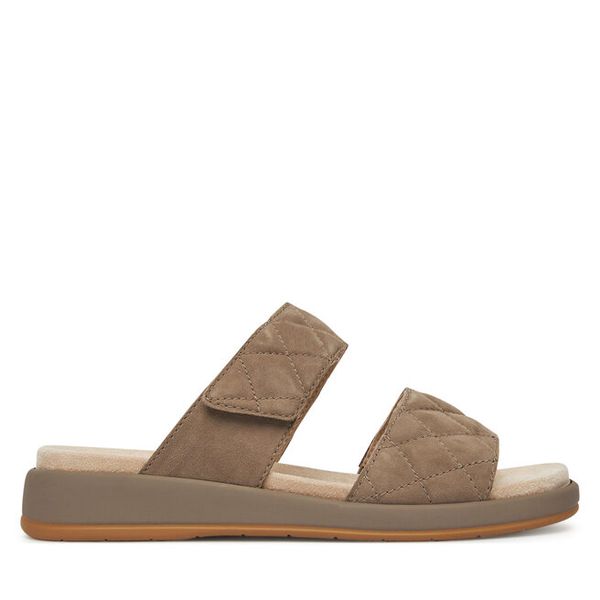 Klapki Caprice. Brązowe klapki damskie Caprice, bez wzorów, bez obcasa, bez zapięcia. Za 199.99 zł.