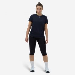 Legginsy do siatkówki damskie. Czarne legginsy damskie ALLSIX, bez wzorów, z bawełny. Za 19.99 zł.