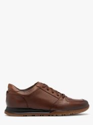 Brązowe sneakersy męskie na dwukolorowym spodzie. Brązowe buty sportowe męskie Ryłko, bez wzorów, ze skóry, bez zapięcia. Za 429.99 zł.