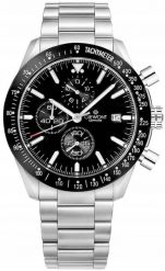Zegarek Giewont Zegarek Męski Chronograph Sapphire Srebrno Czarny GW8720-B2. Czarne zegarki męskie Giewont, bez wzorów. Za 223.20 zł.