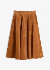 Spódnica skórzana. Brązowe spódnice damskie bonprix, bez wzorów, eleganckie, midi. Za 729.99 zł.