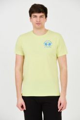LA MARTINA Żółty t-shirt z dużym logo. Żółte t-shirty męskie La Martina, m, bez wzorów, bez kołnierzyka, bez ramiączek. W wyprzedaży za 199.99 zł.