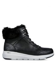 Skechers Trzewiki Glacial Ultra Cozyly 144178/BLK Czarny. Czarne botki damskie Skechers, bez wzorów, z materiału, bez obcasa, na płaskiej podeszwie, bez zapięcia. Za 269.99 zł.