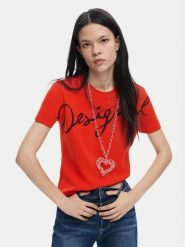 Desigual T-Shirt Florencia 26SWTK07 Czerwony Regular Fit. Czerwone t-shirty damskie Desigual, xs, bez wzorów, z bawełny, bez kołnierzyka, bez ramiączek. Za 149.99 zł.