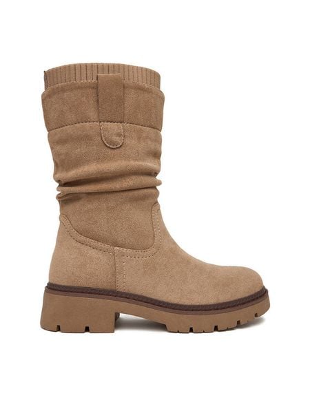 Clara Barson Botki CEO-WS6332-01 Beżowy. Brązowe botki damskie Clara Barson, bez wzorów, z materiału, bez obcasa, na płaskiej podeszwie, bez zapięcia. Za 129.99 zł.