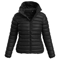 Kurtka Ocieplana Damska Lux. Czarne kurtki sportowe damskie Stedman, bez wzorów, z puchu, bez ramiączek, bez kaptura, trekkingowe. Za 409.99 zł.