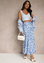 Niebiesko-Beżowa Panterkowa Spódnica z Wiskozy High Waist Fevirellea. Niebieskie spódnice damskie Renee, na co dzień, m, bez wzorów, z wiskozy, eleganckie, z podwyższonym stanem, maxi, dopasowane. Za 49.99 zł.