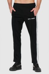 PALM ANGELS Czarne spodnie dresowe z lampasami. Czarne spodnie sportowe męskie PALM ANGELS, l, bez wzorów, z dresówki. W wyprzedaży za 999.99 zł.