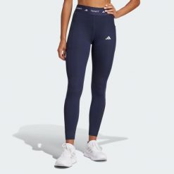 Legginsy Techfit Stash Pocket Full-Length. Niebieskie legginsy damskie Adidas, bez wzorów, z materiału. Za 199.00 zł.