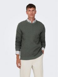 Only & Sons Sweter 22026559 Szary Regular Fit. Szare swetry męskie Only & Sons, m, bez wzorów, z bawełny, bez kołnierzyka, bez ramiączek. Za 199.99 zł.