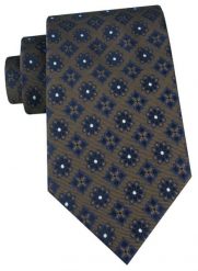 Męski Krawat - Chattier - Brązowy z Granatowymi Grochami. Brązowe krawaty i muchy Chattier, bez wzorów, z tkaniny, eleganckie. Za 55.00 zł.