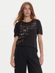 DKNY T-Shirt P4MHTXVW Czarny Regular Fit. Czarne t-shirty damskie DKNY, m, bez wzorów, z bawełny, bez kołnierzyka, bez ramiączek. W wyprzedaży za 199.99 zł.