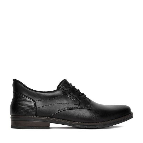 Półbuty Rieker. Czarne buty wizytowe męskie Rieker, bez wzorów, bez obcasa, bez zapięcia. Za 429.99 zł.