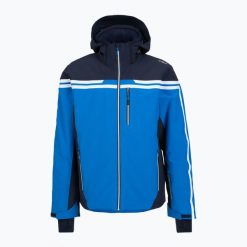 Kurtka narciarska męska CMP 34W4687. Niebieskie kurtki sportowe męskie CMP, na zimę, m, bez wzorów, z elastanu, bez kaptura, narciarskie. Za 999.99 zł.