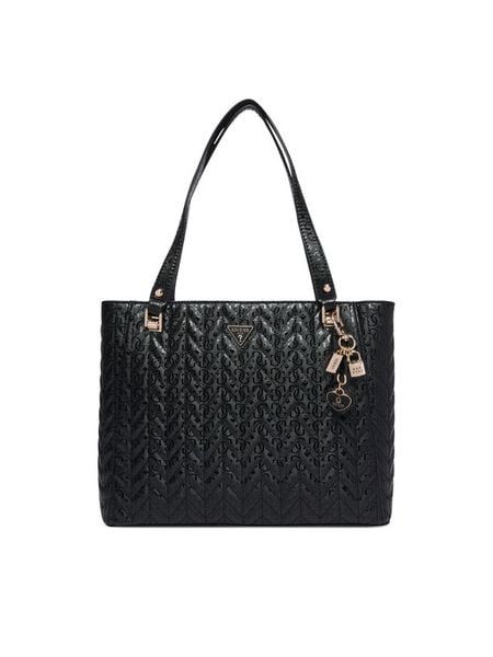 Guess Torebka 183370 Czarny. Czarne shopperki damskie Guess, z aplikacjami, ze skóry, bez dodatków. Za 547.99 zł.
