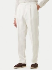 BOSS Spodnie materiałowe H-Perino 50563231 Biały Relaxed Fit. Białe spodnie materiałowe męskie Boss, bez wzorów, ze lnu. Za 999.99 zł.