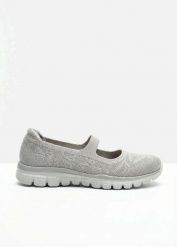 Baleriny z paskiem i pianką memory marki Skechers. Brązowe balerinki damskie bonprix, bez wzorów, bez obcasa, bez zapięcia. Za 169.99 zł.