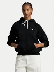 Polo Ralph Lauren Bluza 211971698003 Czarny Regular Fit. Czarne bluzy damskie Polo Ralph Lauren, m, bez wzorów, bez ramiączek, bez kaptura. Za 859.99 zł.