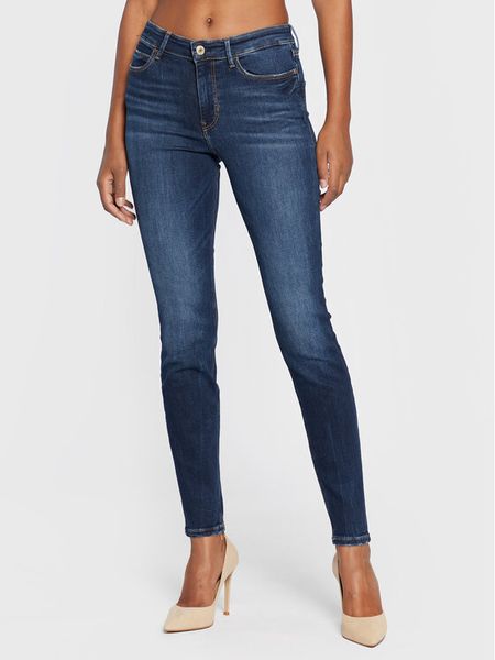 Guess Jeansy W2YA46 D4Q03 Granatowy Skinny Fit. Niebieskie jeansy damskie Guess, z aplikacjami, z bawełny. Za 239.99 zł.