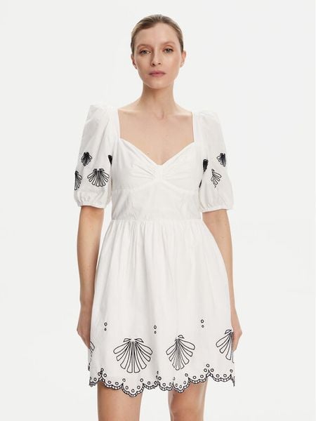 French Connection Sukienka letnia 71YOT Biały Regular Fit. Białe sukienki damskie French Connection, na lato, bez wzorów, z bawełny, bez kołnierzyka, bez ramiączek. Za 429.99 zł.