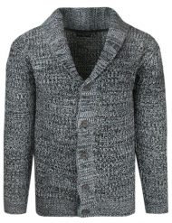 Dziergany Kardigan, Sweter Zapinany na Guziki - BRAVE SOUL - Czarny Melanż. Czarne swetry męskie Brave Soul, m, bez wzorów, dziergany, casualowe, bez kołnierzyka, bez ramiączek. Za 137.00 zł.