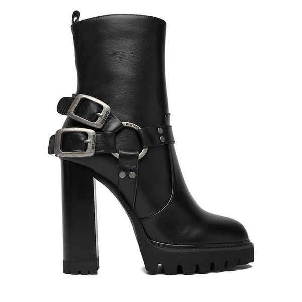 Botki G-Star Raw. Czarne botki damskie G-Star Raw, bez wzorów, retro, bez obcasa, na słupku, bez zapięcia. Za 359.99 zł.