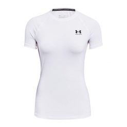Koszulka treningowa damska Under Armour HeatGear Compression. Białe bluzki damskie Under Armour, l, bez wzorów, sportowe, bez kołnierzyka, bez ramiączek. Za 109.99 zł.