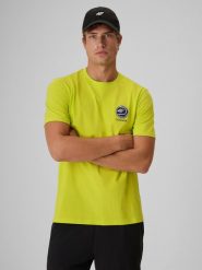 4F T-shirt regular z nadrukiem męski - zielony S. Zielone t-shirty męskie 4F, m, bez wzorów, z bawełny, bez kołnierzyka, bez ramiączek. Za 69.99 zł.