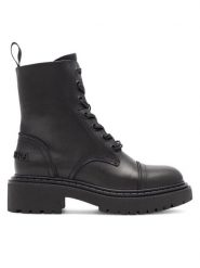 Badura Trzewiki 70307 Czarny. Czarne botki damskie Badura, bez wzorów, ze skóry, bez obcasa, na płaskiej podeszwie, bez zapięcia. Za 439.99 zł.