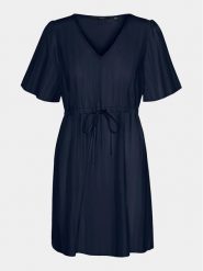 Vero Moda Sukienka letnia Mymilo 10303686 Granatowy Regular Fit. Niebieskie sukienki damskie Vero Moda, na lato, s, bez wzorów, z wiskozy, bez kołnierzyka, bez ramiączek. Za 179.99 zł.